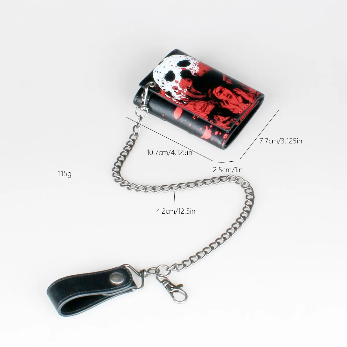 Horror Hip Hop Wallet With Chain, Leather Trifold Wallet