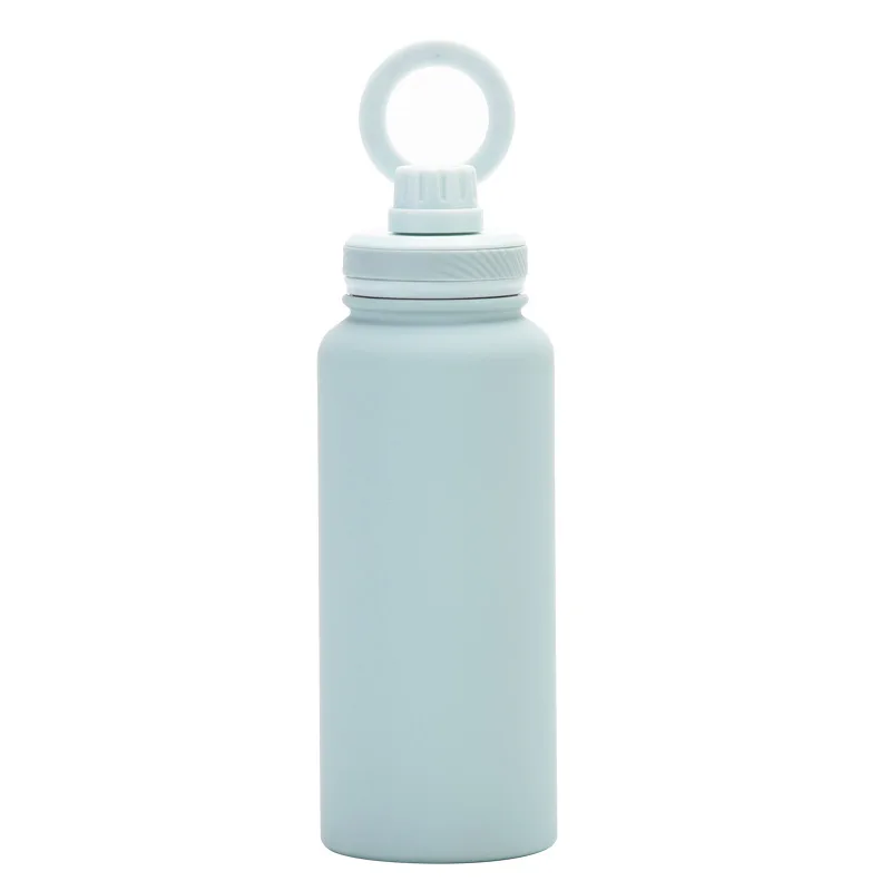 1L Sports Thermos Cup With Handle,Cellphone Magnetic Stand Drinkware,Stainless Steel Vacuum Flasks,Camping And Gym Water Bottle