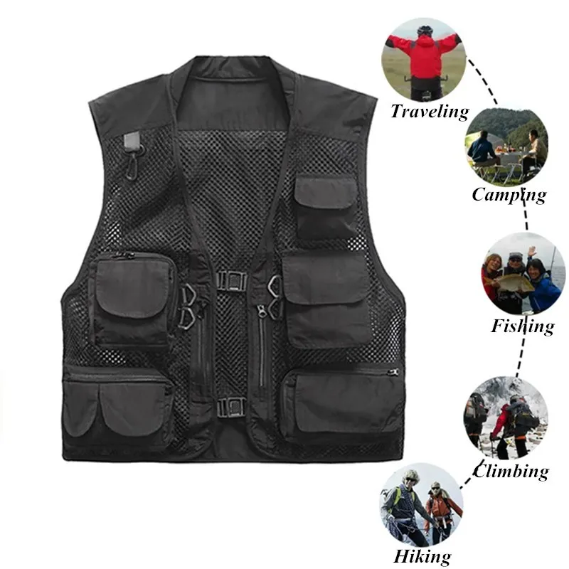 Men Multifunction QuickDry Mesh Tactical Vest Summer Outdoors Multi