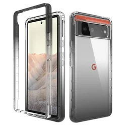 Clear Dual-Layer Shockproof TPU/PC Shell with Candy Color Design for Pixel 6 Pro (GRAY)