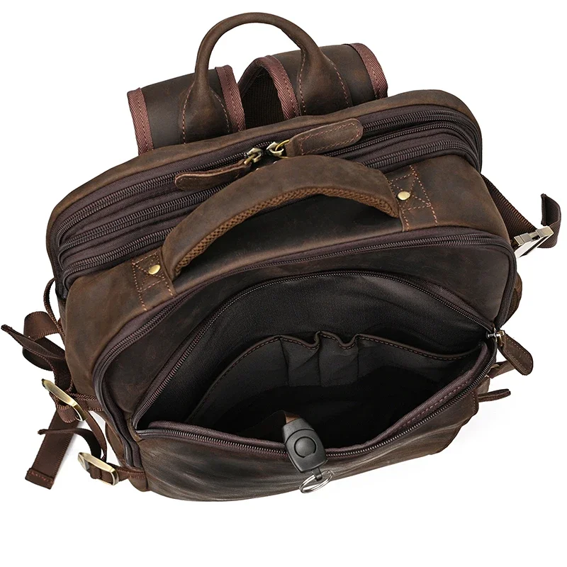 Leather Multifunctional Backpack for Men with Large Capacity