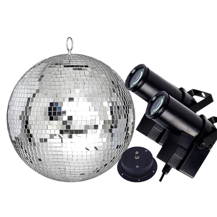 

30CM Disco Mirror Ball Complete Party Kit Reflective Hanging Mirror Disco Ball RGB Beam Pinspot Lamp Professional Stage Light