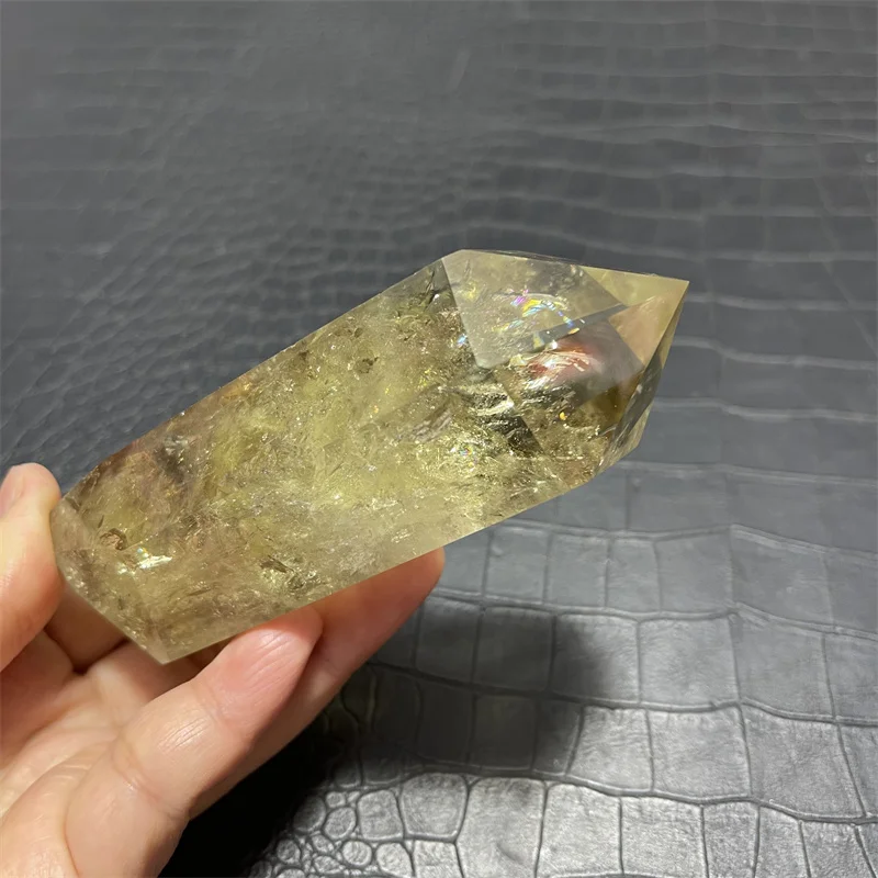 298g High Quality Natural Polished Clear Smoky Citrine Quartz Point with Rainbow Crystal Tower For Decoration 2