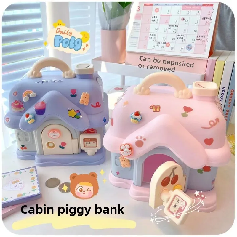 Children's Money Box Creative Cartoon Cute Little House Easy Access Large Capacity Storage Toy for Girls Saving Money