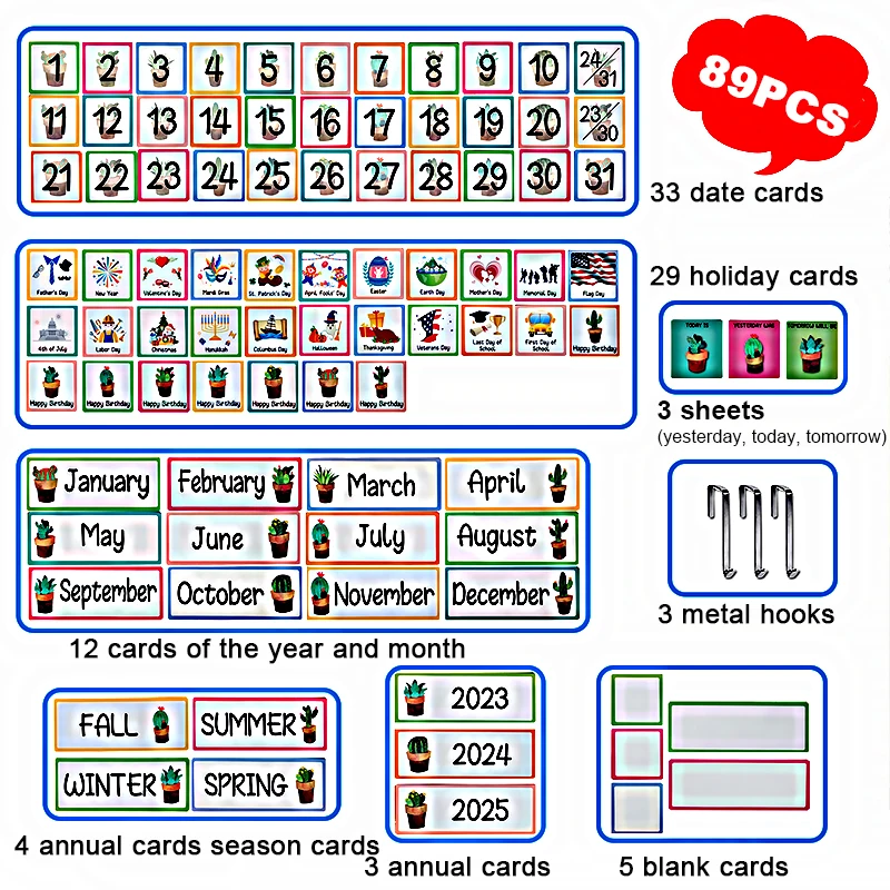 Classroom Pocket Charts Monthly Calendar Pocket Chart with 89 Cards for Students Kids Classroom Home School Supplies visual schedule chart,schedule chart,pocket chart organizer