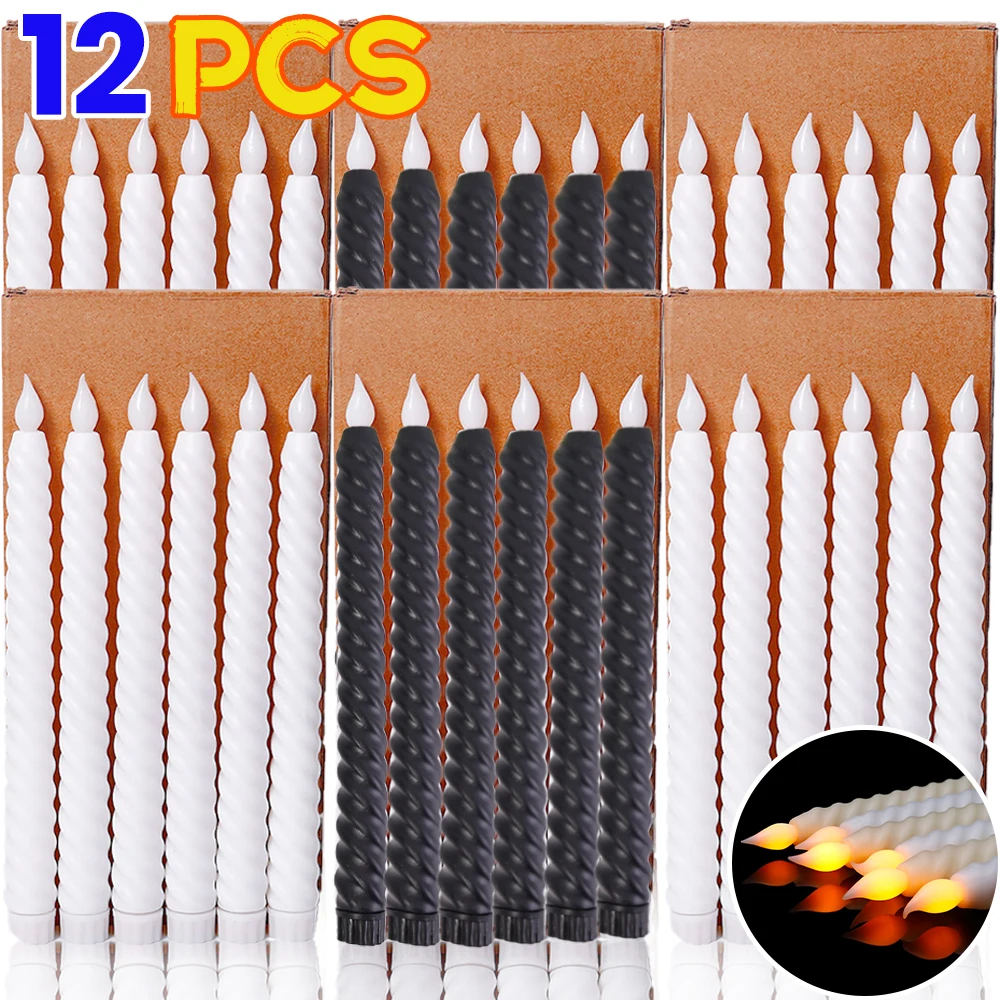 LED Flameless Taper Candles Lights Window Decorative Christmas Candles Lamp Electric Long Candles 3D Wick Flameless Candlesticks