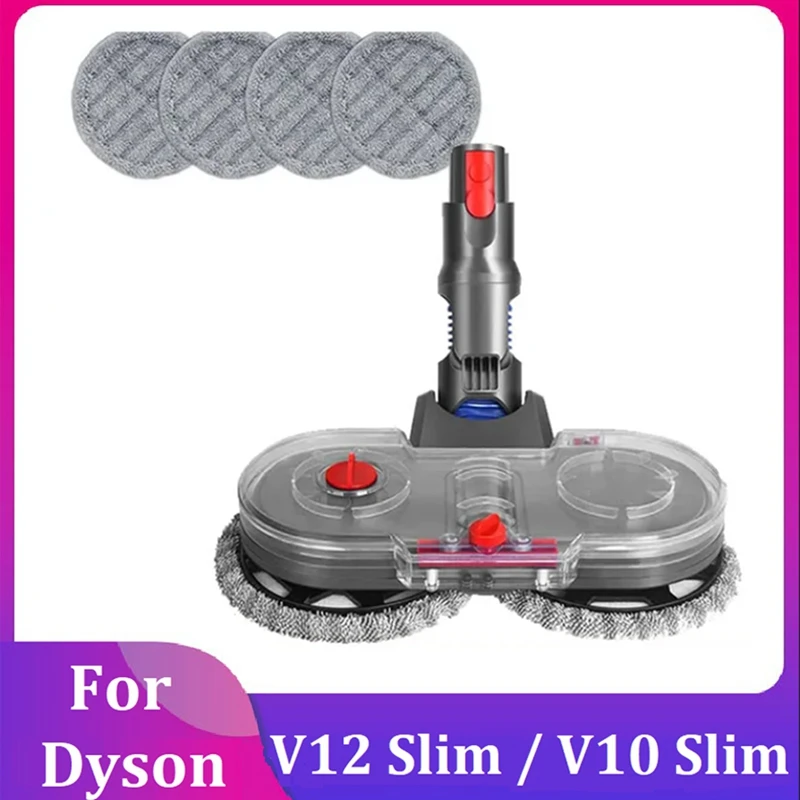 

Electric Floor Mop Head for Dyson V12 Slim / V10 Slim Vacuum Cleaner Attachment with Water Reservoir Cleaning Rag Cloth