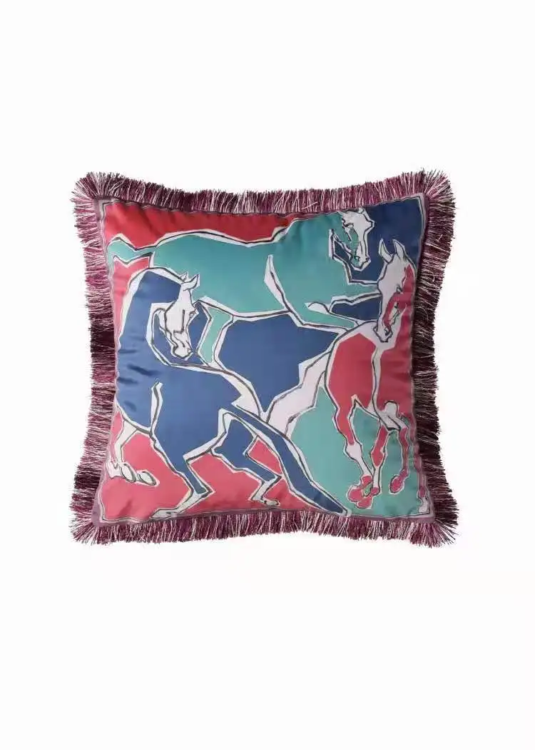 

Newest European Style Tassel Pillow Cover Villa Pillowcase Velvet Living Room Office Leopard Cushion Home Decorative Sofa Throw