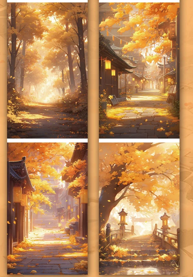 

Beautiful Golden Leaves Autumn Garden Large Japanese Masking PET Tape