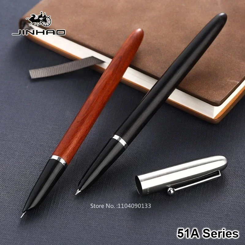 Hot Jinhao 51A Wooded Fountain Pen Luxury Elegant Calligraphy Ink Pens EF/F Nib Writing School Office Supplies Stationery New