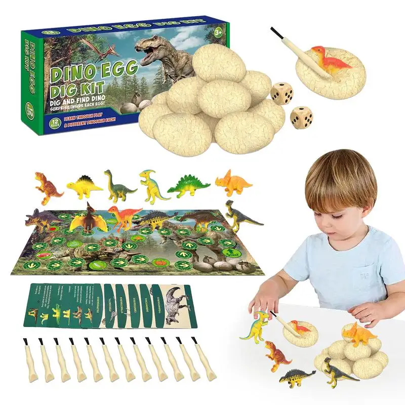 

Dino Eggs Dig Kit Dinosaur Eggs Excavation Break Open 12 Unique Eggs Discover 12 Cute Dinosaurs Easter Digging Toy Science