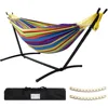 Double Hammock with Stand Capacity Steel Stand, Premium Carry Bag Included and Two Anti Roll Balance Beam, Hammocks 3