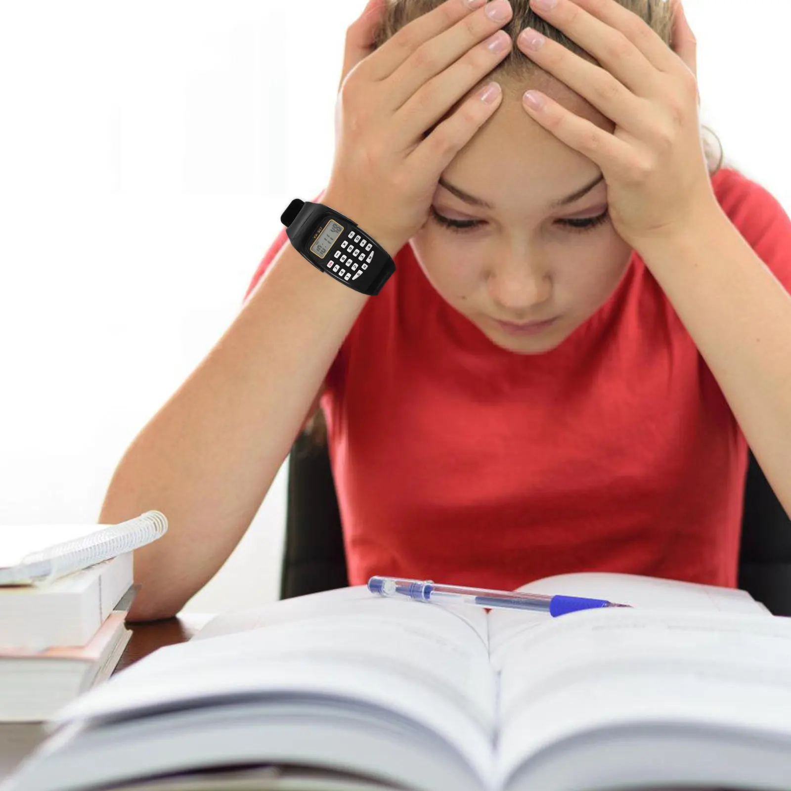 2Pcs 컴퓨터 시계 계산기 휴대용 손목 노란색 기하학 연산 생일 선물 어린이 산술 계산 도구