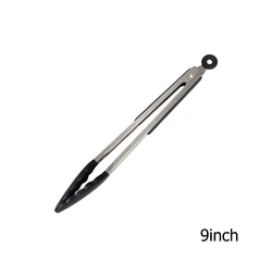 Premium Silicone Non-Stick Cooking Tongs - 9 & 12 Set, BPA-Free (Black 9 inch)