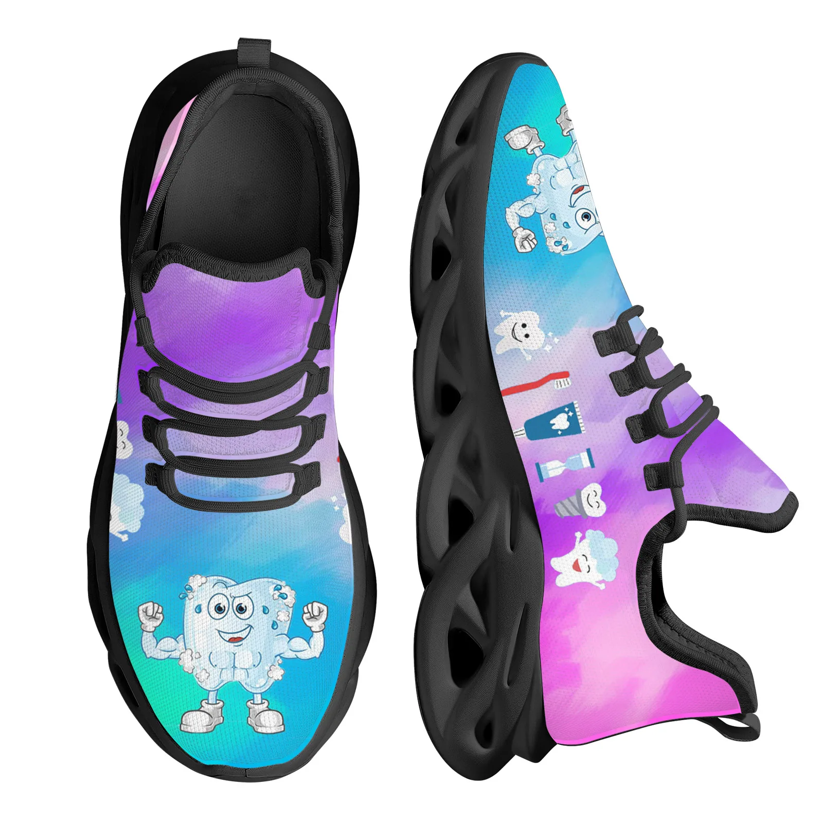 

Женские сетчатые кроссовки INSTANTARTS Tooth Brother, Уличная обувь на платформе, на шнуровке, подарок для женщин