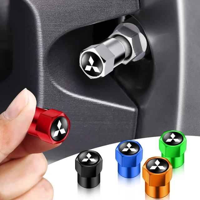 4Pcs/set Car Tire Valve Caps Metal Styling Tyre Air Stems Cover For Mitsubishi Eclipse Lancer Outlander Pajero ASX Colt Space