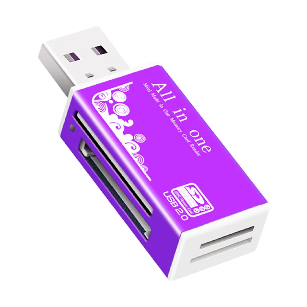 Lecteur de carte Violet 2 PCS Multi Tout en 1 USB 2.0 Micro