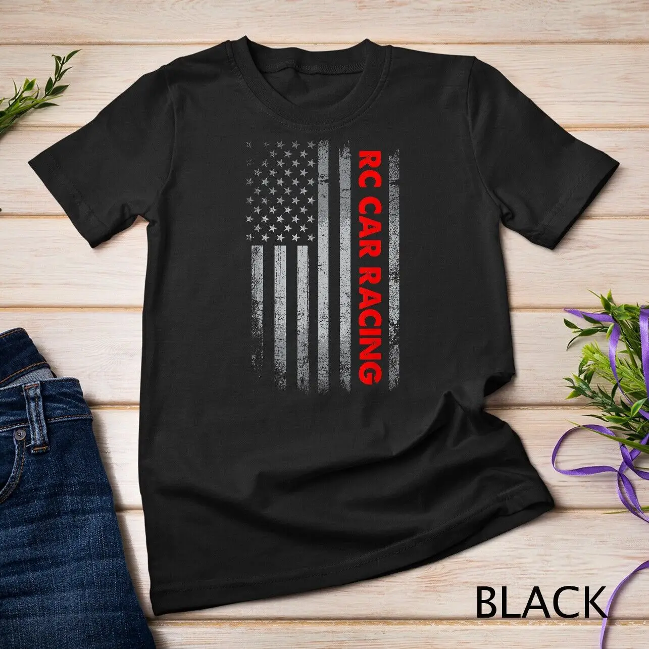 4 Luglio Rc Car Racer Vintage American Flag Rc Car Racing T-Shirt Unisex