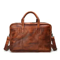 Laptop Briefcase Bag Genuine Leather Handbags Casual 15.6 Pad Bag Daily Working Tote Bags Men Male bag for documents