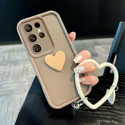 Charming 3D Love Heart Bracelet Silicone Phone Case for Realme C53 (Coffee)
