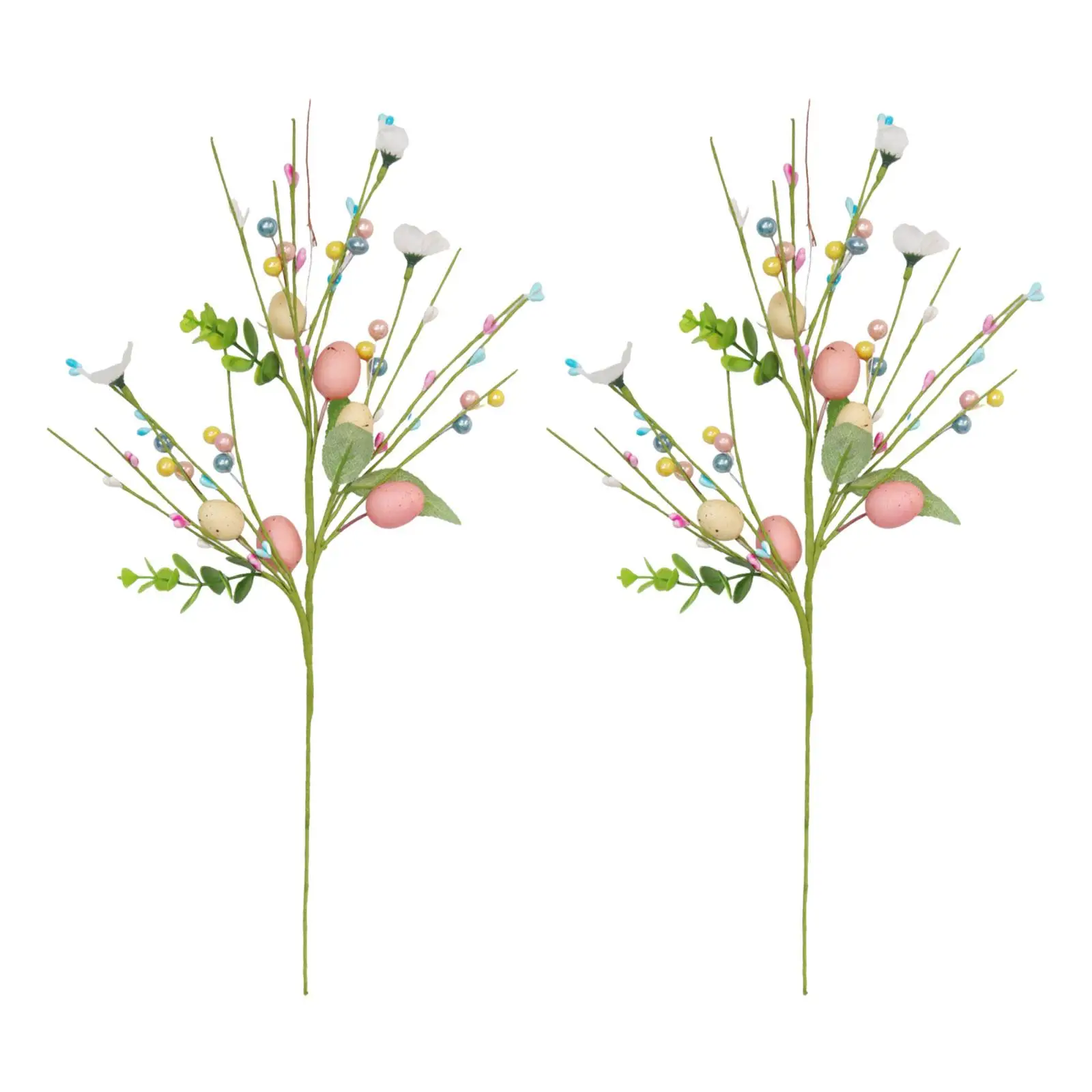 2 Pieces Artificial Easter Egg Flowers Artificial Easter Stem Colorful Decorative Easter Branches for Bedroom Living Room