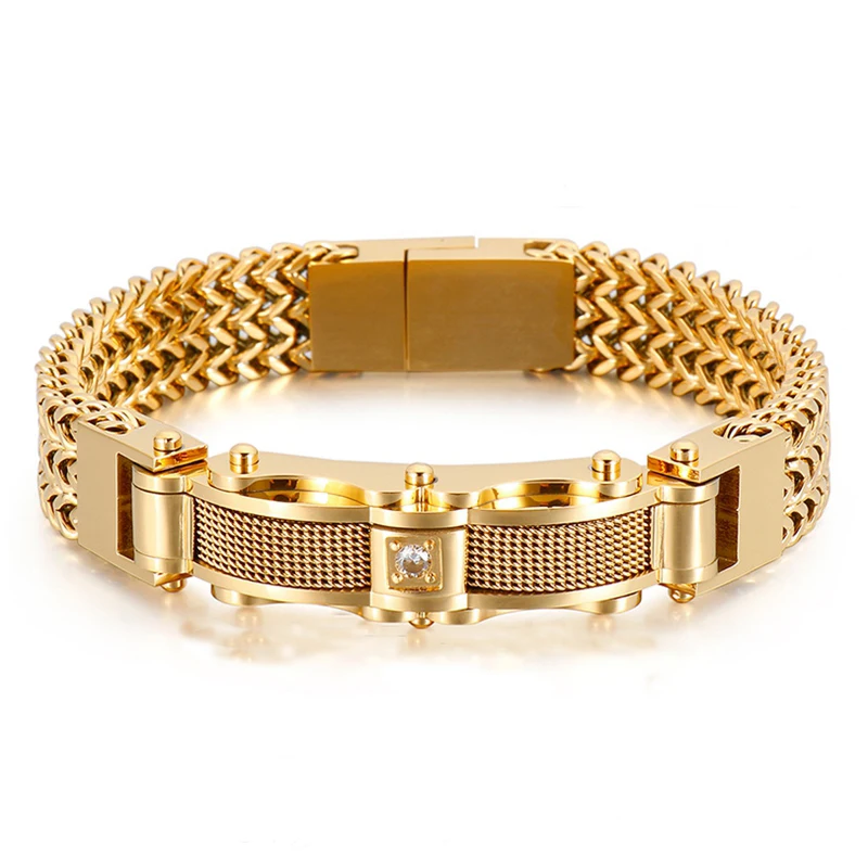 Luxury Gold Color Stainless Steel Link Chain Mesh Bracelets For