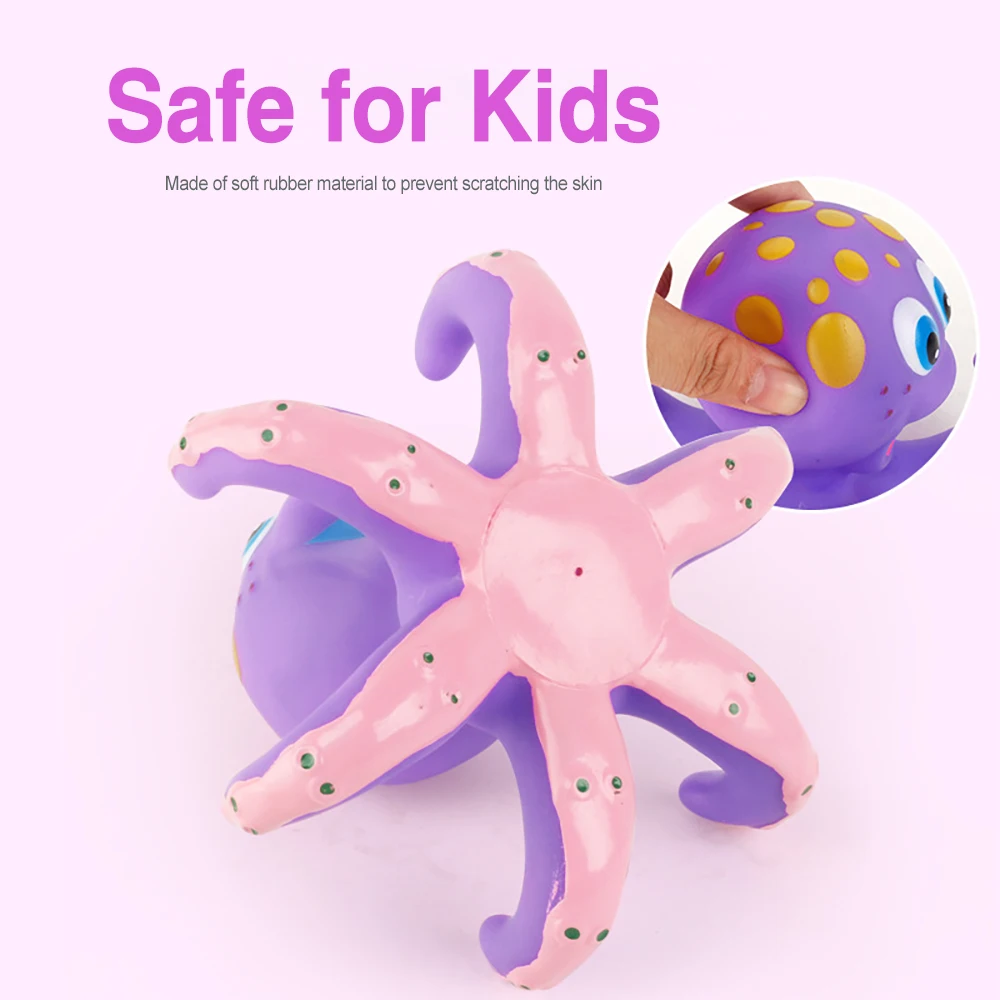 AnGku Baby Bath Toys Cute Carton Octopus Bath Toys for Toddlers 6-12 Months Bathroom Baby Toy for 1 Year Old Boy Girl 3