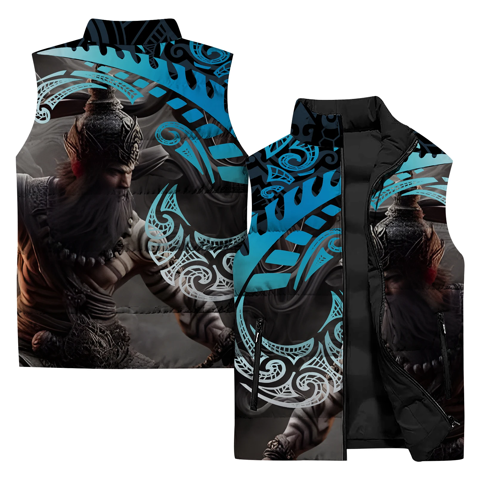 Chaqueta de invierno con estampado de calavera y arte abstracto en 3D para hombre, chaleco deportivo para exteriores, chaqueta de ciclismo, chaleco informal con cremallera a la moda para hombre