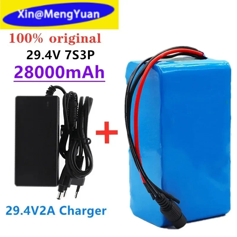 

Batería de iones de litio 7S3P 18650, 24V, 28ah, 29,4 V, 28000mAh, BMS, para moto eléctrica, con carga de 29,4 V