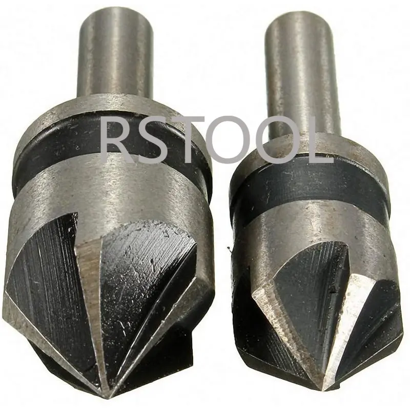 2pcs/set 5 Flute Countersink Drill Bit HSS 82 Degree Point Angle Chamfer Cutter 1/4