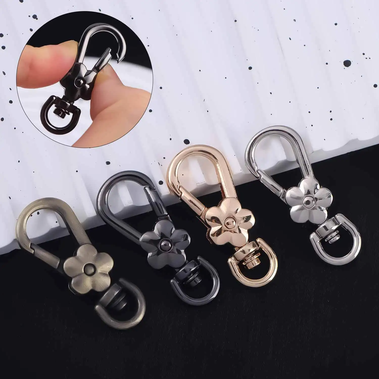 5 Stück Handtaschenverschlüsse Griff Blume Hummer Metallverschlüsse Drehbare Trigger-Clips Karabinerhaken Tasche Schlüsselanhänger Schlüsselanhänger Taschenzubehör