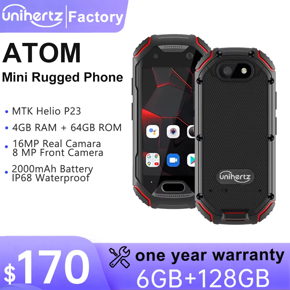 Unihertz Atom Small Rugged Smartphone, 4GB, 64GB Cellphone, P23