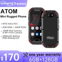 Unihertz Atom هاتف ذكي صغير متين، هاتف محمول 4 جيجابايت، 64 جيجابايت، P23، 16 ميجابكسل، 4G، بطارية 2000 مللي أمبير في الساعة، هاتف محمول 2.45 بوصة للهاتف الاحتياطي 1