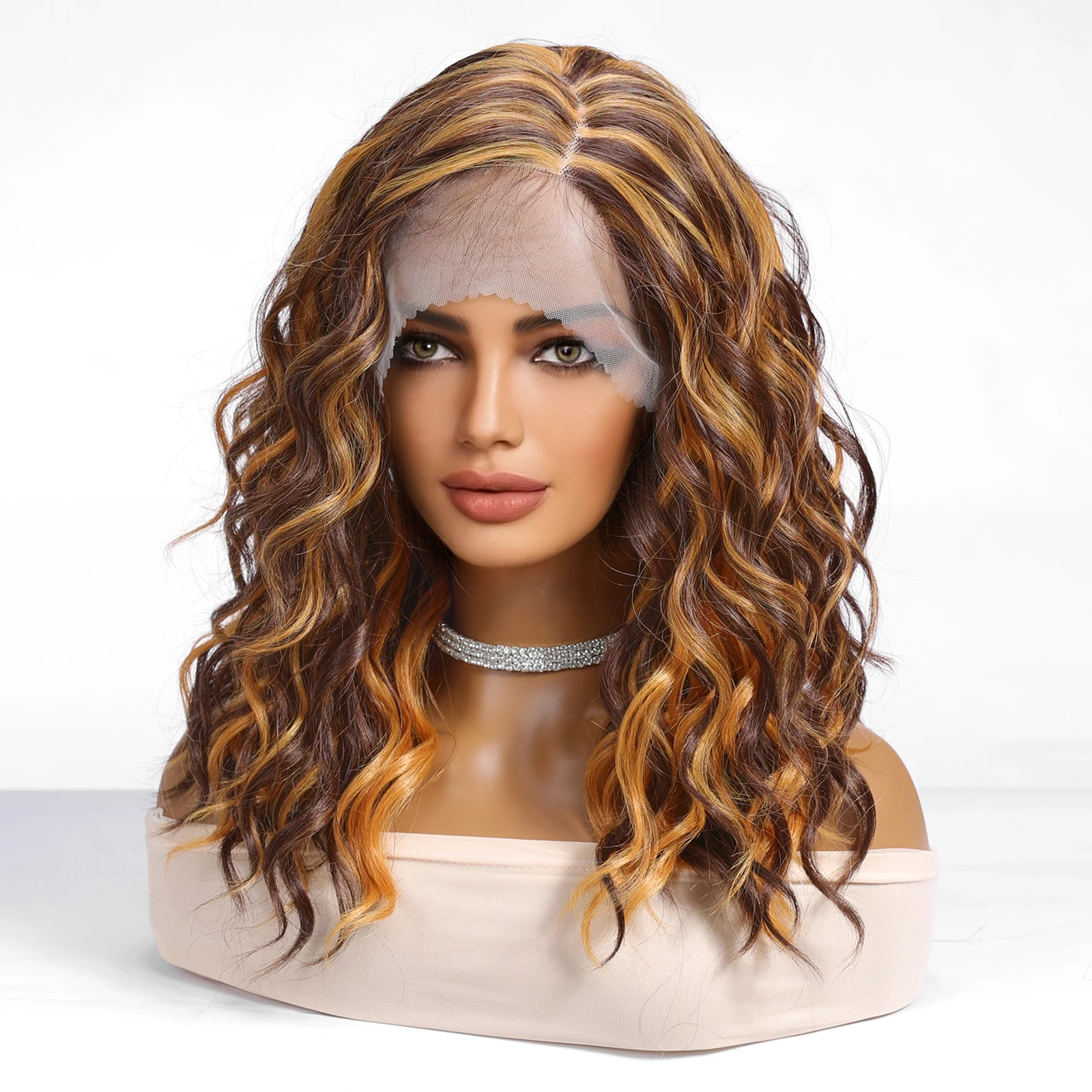 Synthetic Wig CharmSource Synthetic Lace Front Wigs Orange Brown Short BOB Wig with Side Part Daily Use Party Wig for Women Heat Resistant