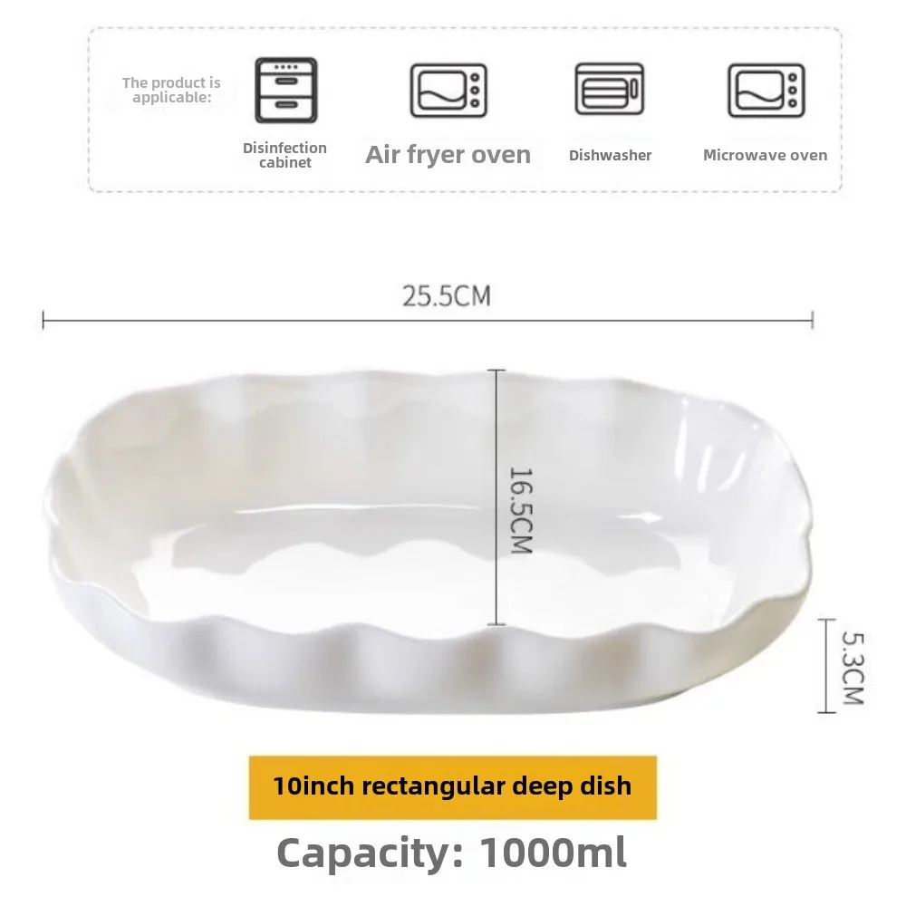 Lotus Leaf Lace Shaped Plate,10.5 Inch Large Oval Deep Vegetable Plate,Household Nordic Ceramic Tableware Ins Fruit Plates 4