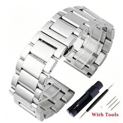 High - Quality Solid Stainless Steel Universal Watch Band Strap Replacement - 22mm (Silver)
