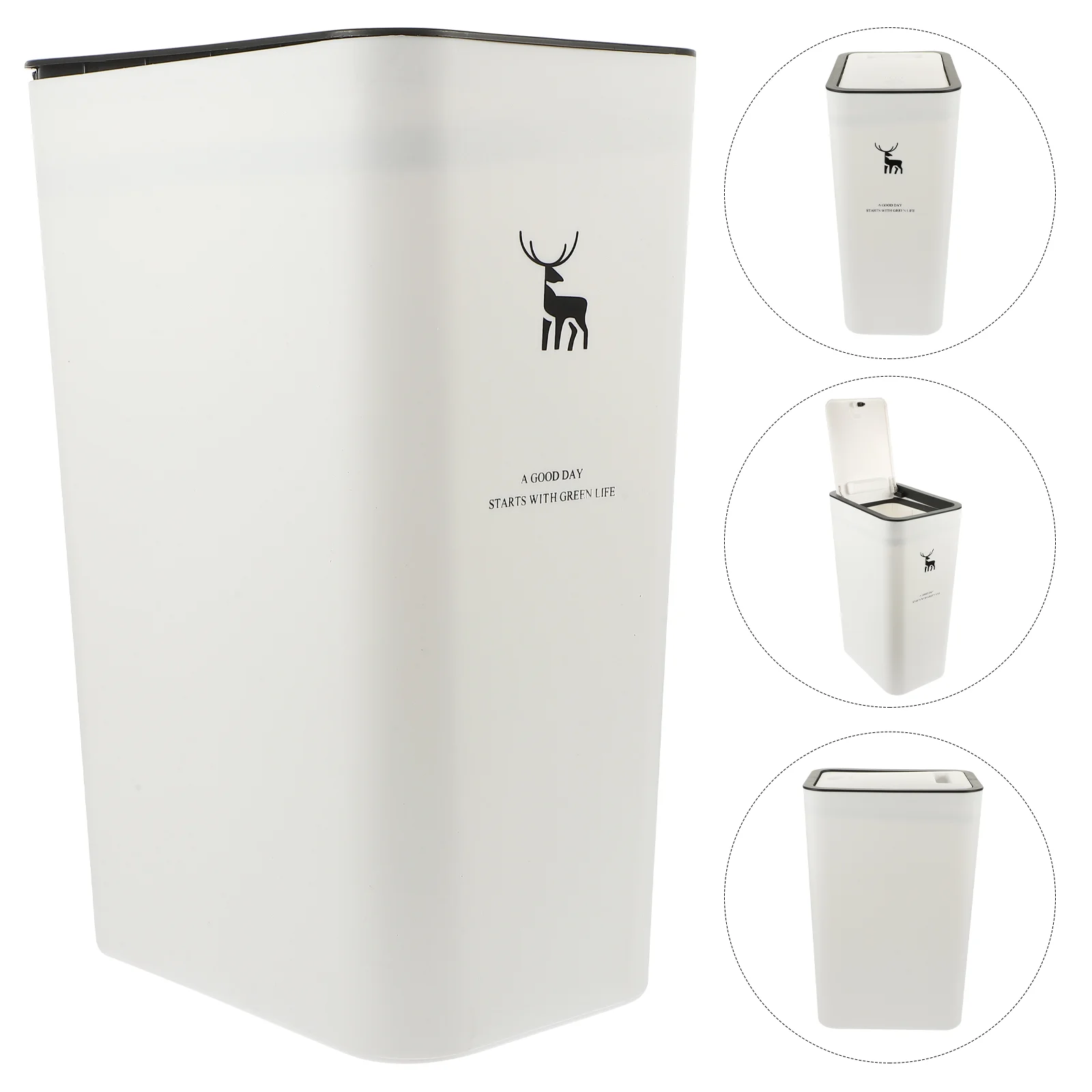 

22x15.5x33cm Push Type Trash Can Kitchen Bathroom Trash Can with Lid Garbage Wastepaper Bin Trash Holder Kitchen Trash Can