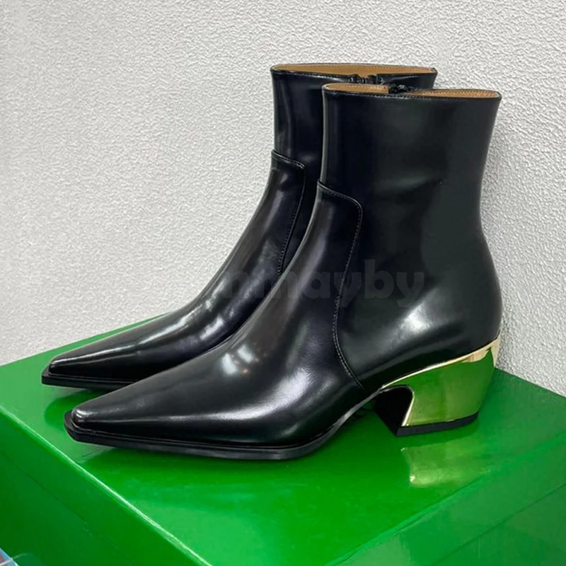 

Женские ботильоны, сезон осень-зима 2023, новая качественная обувь из телячьей кожи с квадратным носком и высоким каблуком, лаконичные темпераментные прямые ботинки