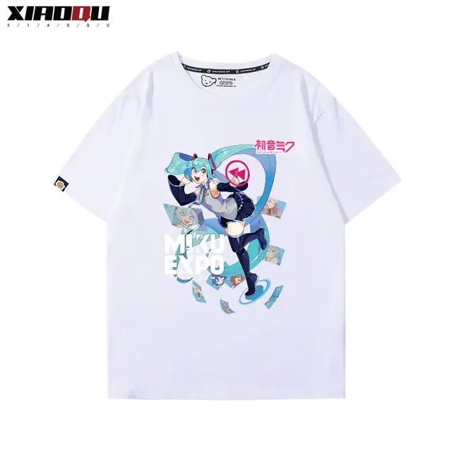 Hatsune Miku Fashion Short Sleeves Anime Surroundings Men\'s and Women\'s Summer  Pixiv Ins Cotton Loose Fit T-Shirt