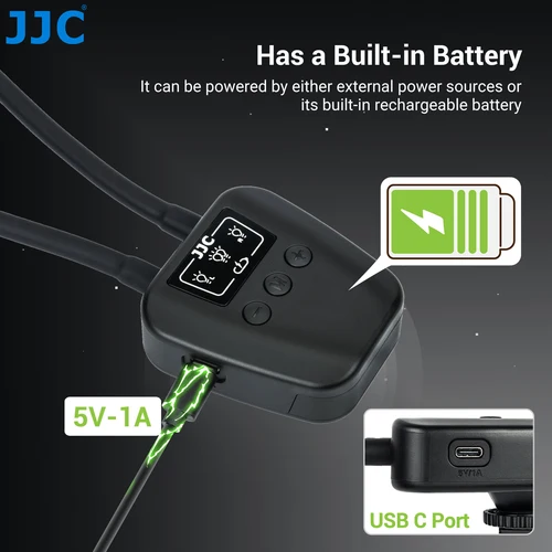 JJC 매크로 LED 암 라이트 10 단계 조정 가능 카메라 매크로 암 라이트 조명 램프, 600mAh 내장 배터리 사진 액세서리 5