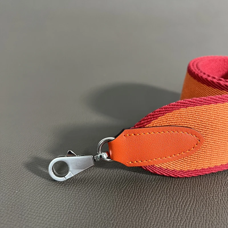 Swift Cowhide 5cm Wide Canvas belt Steel Buckle Genuine Leather Hand Sewn Suitable For Kelly Bags, Shoulder Straps