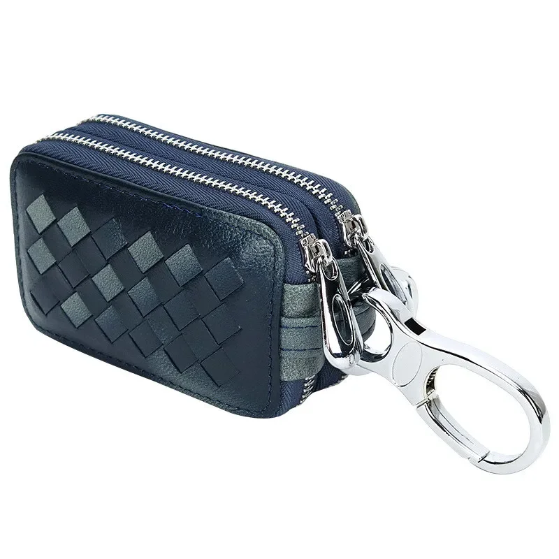 

Sheepskin Weaving Keys Wallets Double Zipper Car Key Bag Multifunctional Key Case Man and Woman Housekeeper Key Holders
