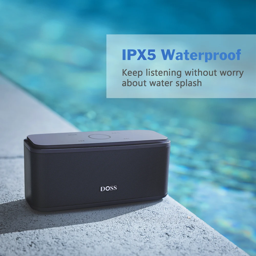 DOSS Wireless Bluetooth Speaker SoundBox BT 5.0 Touch Control Portable Music Sound Box 12W Stereo Sound IPX5 Waterproof Speakers