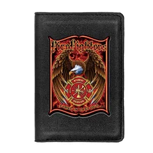 

High Quality Firefighter Eagle Printing Leather Passport Cover Men Women Holder ID Credit Card Case Travel Passport Wallet