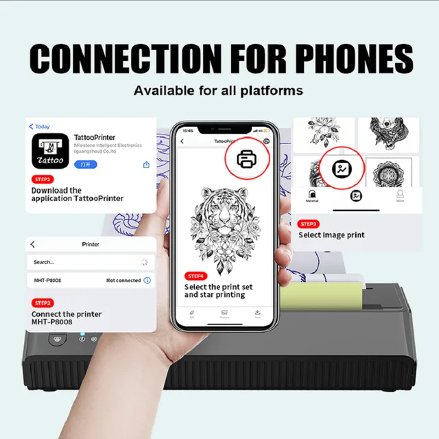 Milestone Only Prints Tattoos Usb Thermal Printer 80mm Portable Multi-Function Mobile Thermal File Printer – Bild 2
