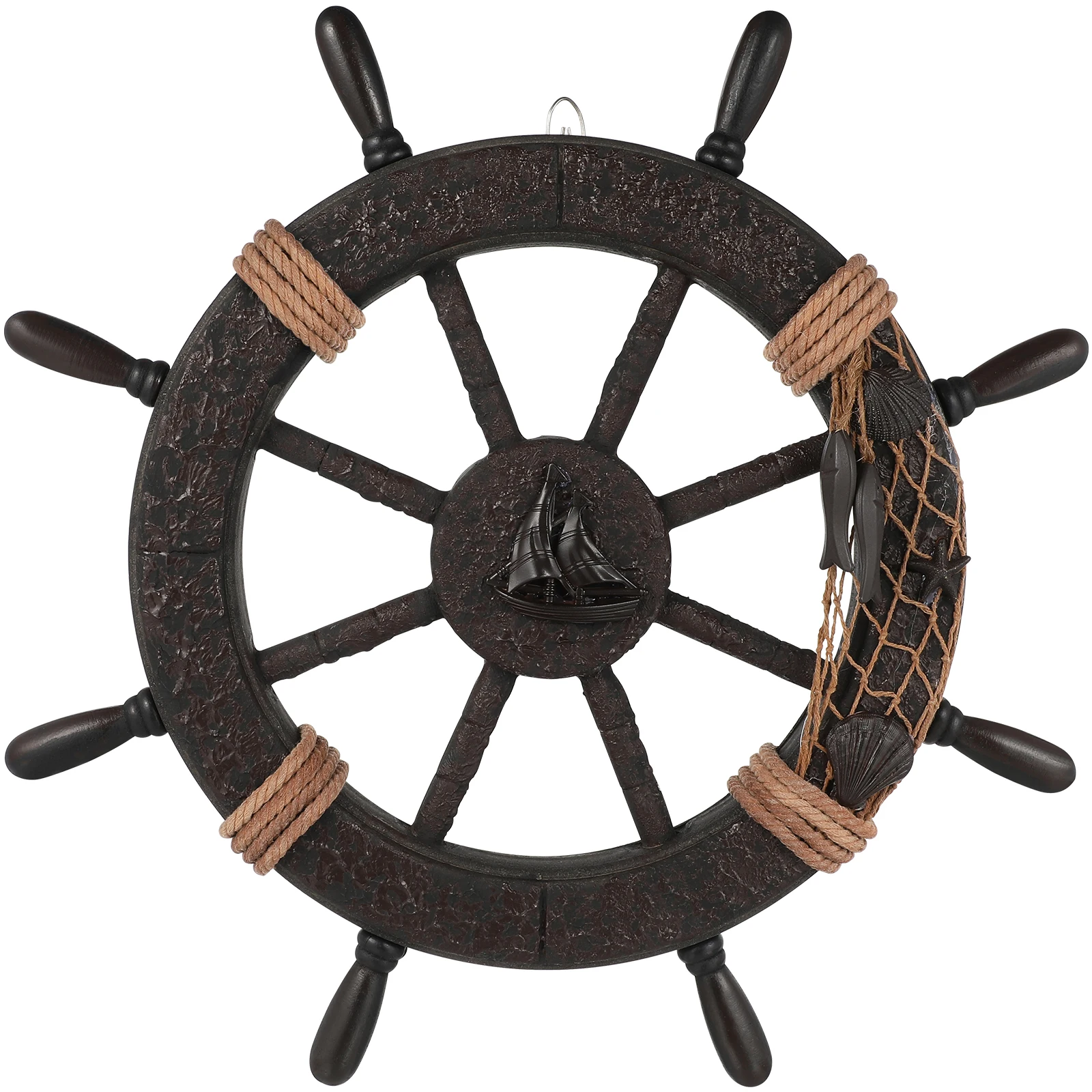

1Pc Mediterranean Captain Rudder Wall Hanging Ornament Christmas Decorations Boat Ornaments Creative Helmsman Assorted Color