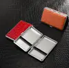 Gift for Men's Protable Leather Cigarette Box Cigar Case Metal Leather Smoking Accessories Cigarette Lady Storage Cover Hold 2
