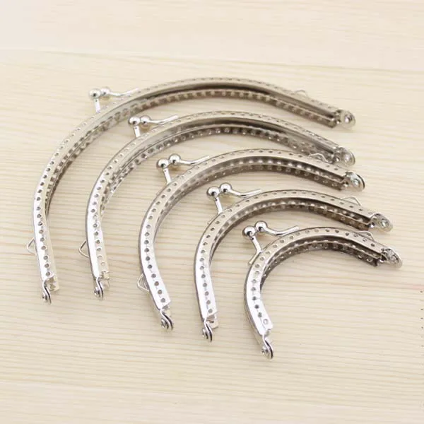 Square semicircle Glossy Silver Basic Metal Purse Frame Kiss Clasp Lock DIY Bag Accessories 6.5/8.5/10.5/12.5/15/18CM 10 Pcs/Lot jewelry making supplies,craft supplies,doll handmade accessories