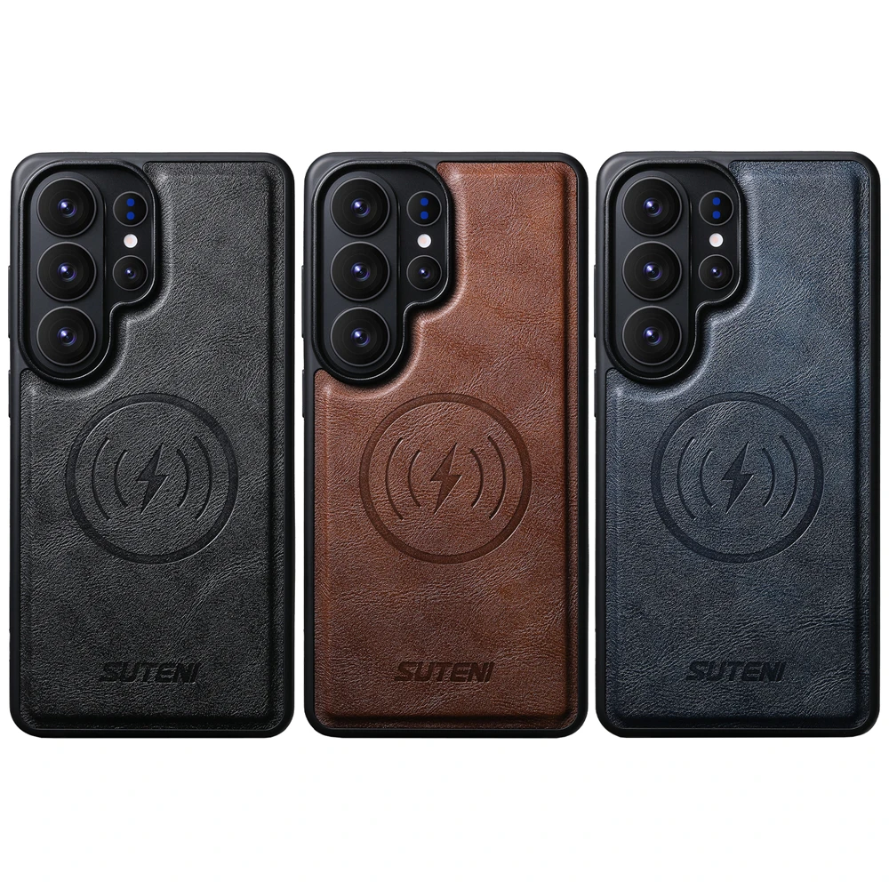 Luxury Faux Leather Phone Case with Magsafe Magnetic Charging & Frosted Finish