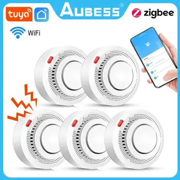 Tuya Zigbee 와이파이 연기 감지기 센서, 80DB 경보, 화재 스마트 연기 감지기, 화재 방지, 홈 보안 경보, 스마트 라이프